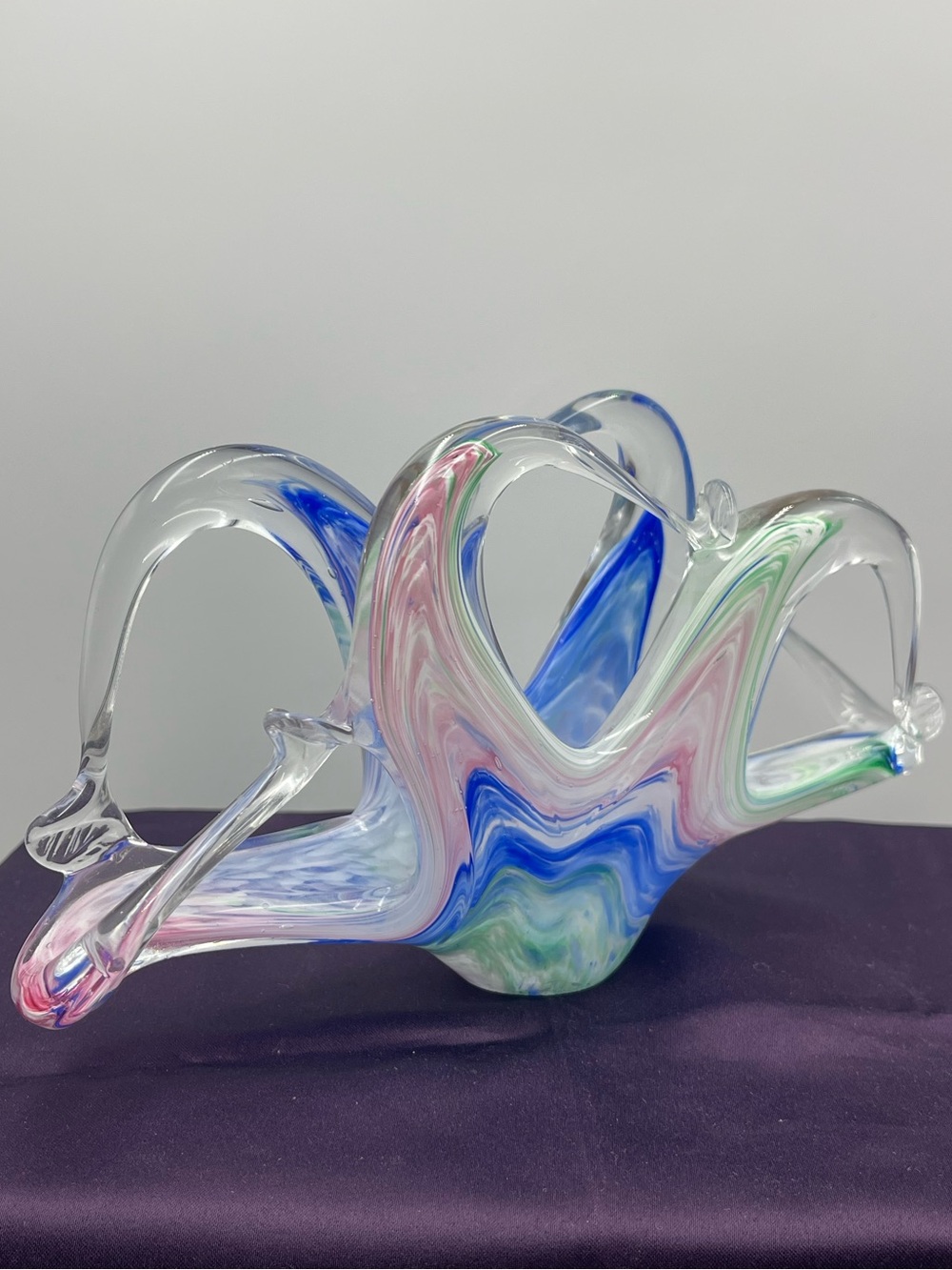 VTG Murano Lavorazione Art Glass Hand Blown Trinket Dish, Napkin / Letter Holder